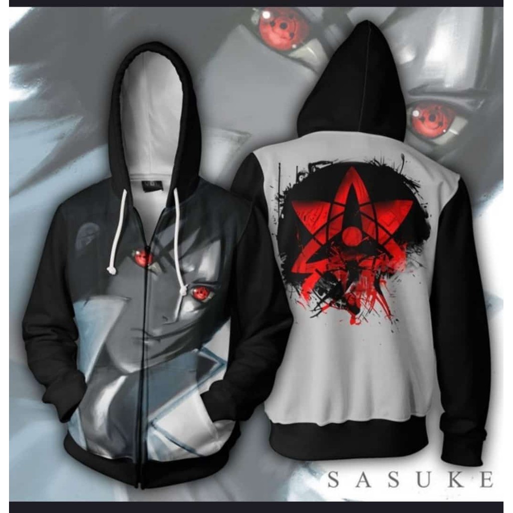 Jaket Sweater Anime Naruto Uchiha Sasuke Mangekyou Sharingan Sasuke (Eternal) Fullprint 3D Terbaru