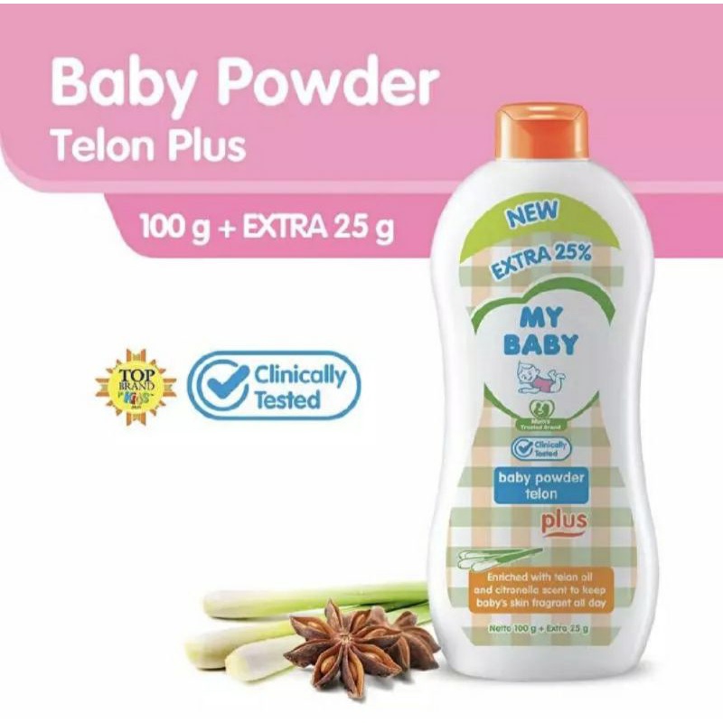 My Baby bedak bayi Baby Powder My Baby Telon Powder 100gr extra 25gr / Bedak Bayi