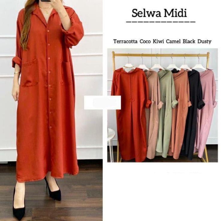 Flash Sale SELWA MIDI JUMBO LONG TUNIK POLOS LD120&140 BAHAN SHAKILA IMPORT