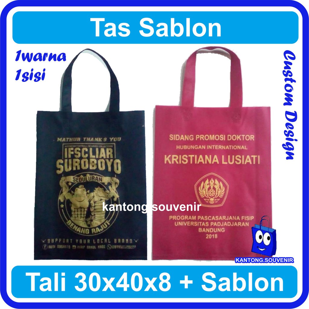 

Goodie bag promo tali ukuran 30x40x10 cm plus sablon
