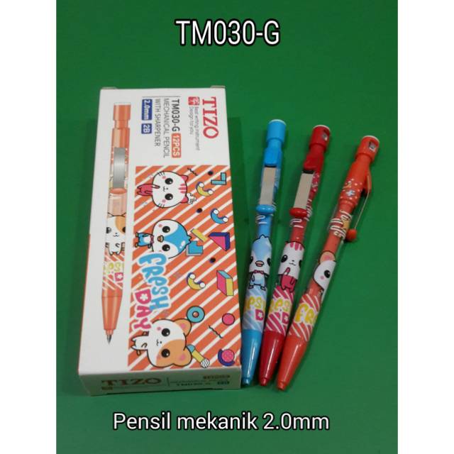 

Tizo Pensil mekanik 2.0MM /(DAPAT 12PC)/ Tizo Tm-030-D // Tm-030-F // Tm-030-G // Harga PerDUZIN