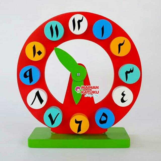 mainan kayu jam angka arab