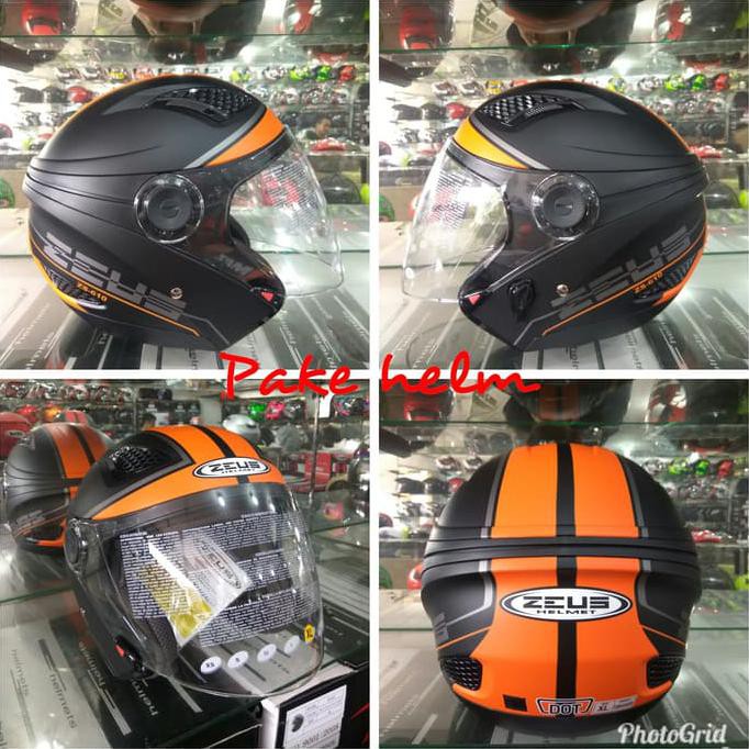 TERLARIS HELM ZEUS 610 #17 BLACK DOFF ORANGE KORTING