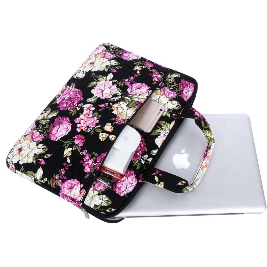 Tas Laptop Selempang Mosiso Peony Floral Shoulder Strap 13 14 inch