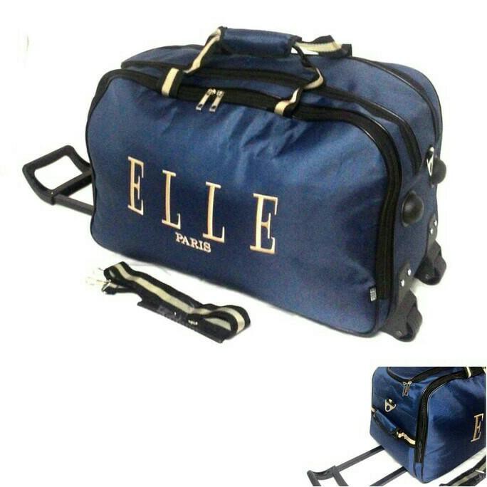 Diskon Tas Pakaian Trolly Elle / Tas Travel Bag Trolly Elle Hitam - Hitam Original