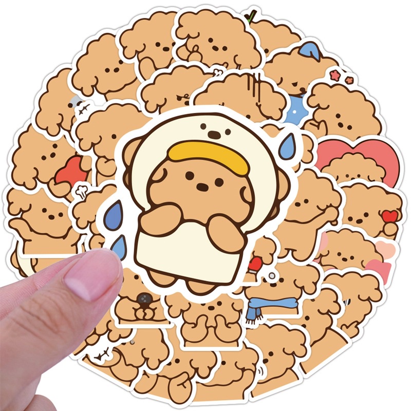 40 lembar poodle stiker lucu kartun teddy anjing Jurnal material anak Telepon Kasus tangan Buku stik