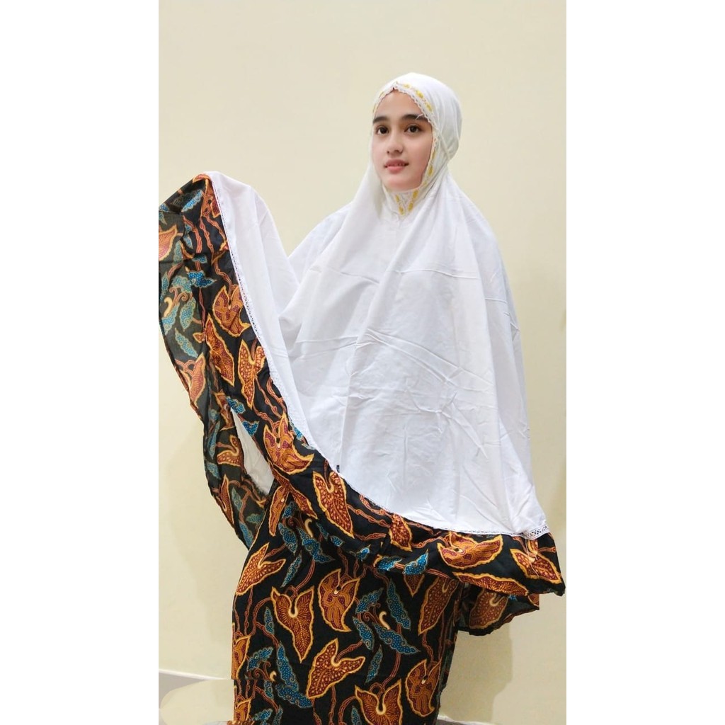 Mukena Santri Batik Dewasa / Bahan Katun Berkualitas / Alesya Muslim