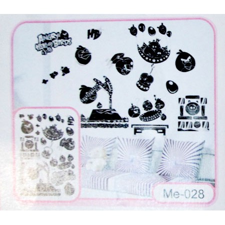 SALE STI01 - Wall Sticker / Stiker Dinding Besar Warna Perak Angry Bird