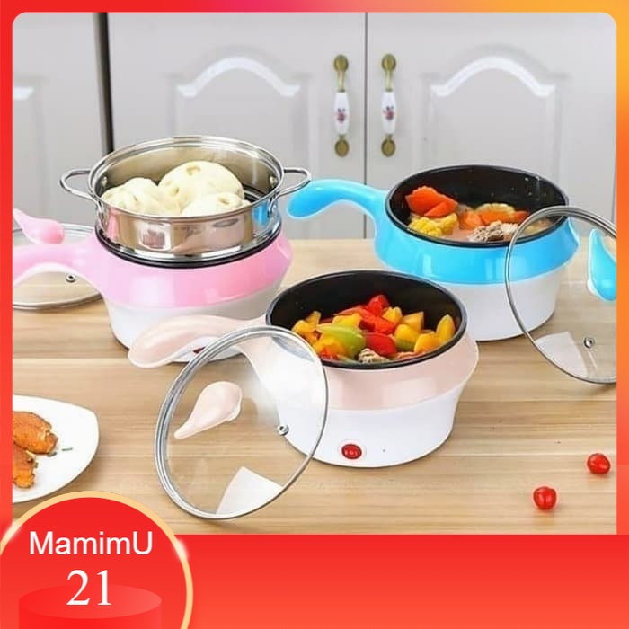 PANCI ELEKTRIK Kukus Goreng Masak Nasi- Panci Mini Listrik Multifungsi Stainless - WARNA ACAK