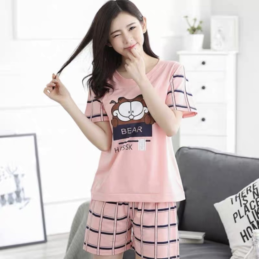 Lilipop.id  Baju Tidur Wanita Garfield HP Hot pants Celana Pendek Allsize Baby Doll Bahan Kaos Dewasa