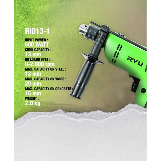 mesin bor rid 13-1 re ryu / mesin bor 13mm ryu / mesin bor listrik 13mm ryu / mesin bor ryu impact drill / ryu mesin bor listrik 13mm / ryu bor rid 13-1 re / ryu bor listrik / mesin bor beton / mesin bor tembok / mesin bor tangan ryu