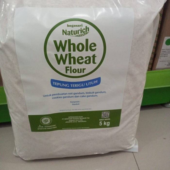 

BISA COD 5kg Bogasari Naturich Whole Wheat Flour Tepung Gandum Utuh Baking Kue
