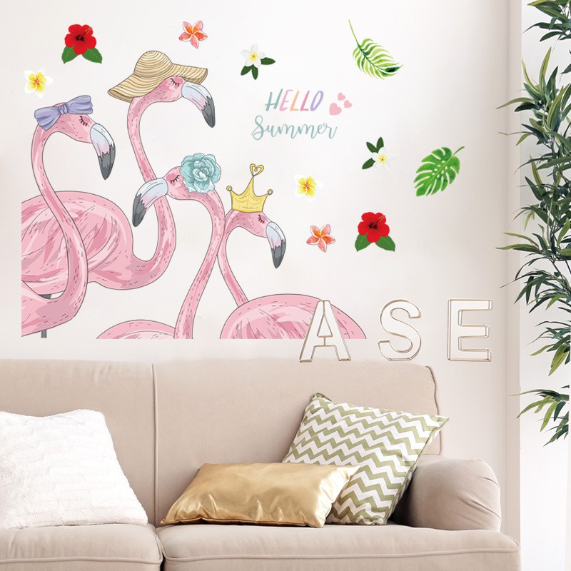 Reliza Wall Sticker Flamingo Hello Summer Bird Stiker Dinding LDR