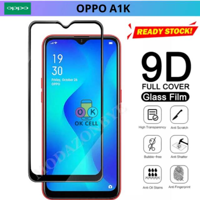 Tempered Glass 5D.9D OPPO A1K TG Anti Gores Kaca Pelindung Full Layar Guard Screen Protector Premium