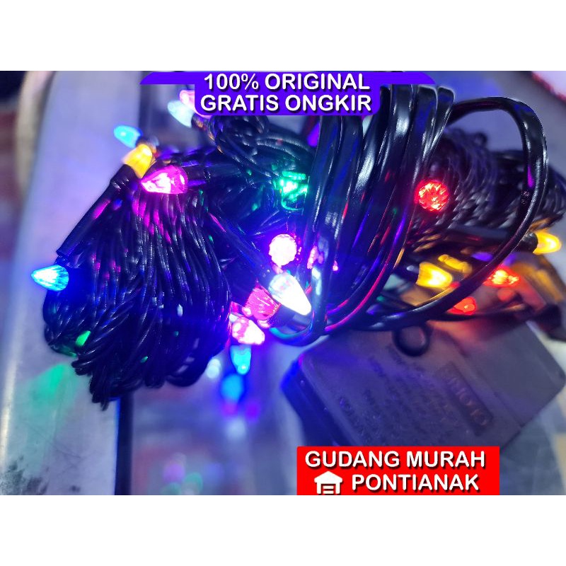 Lampu Seri Kelap Kelip Tumbler Warna Warni Murah tali hitam / bening