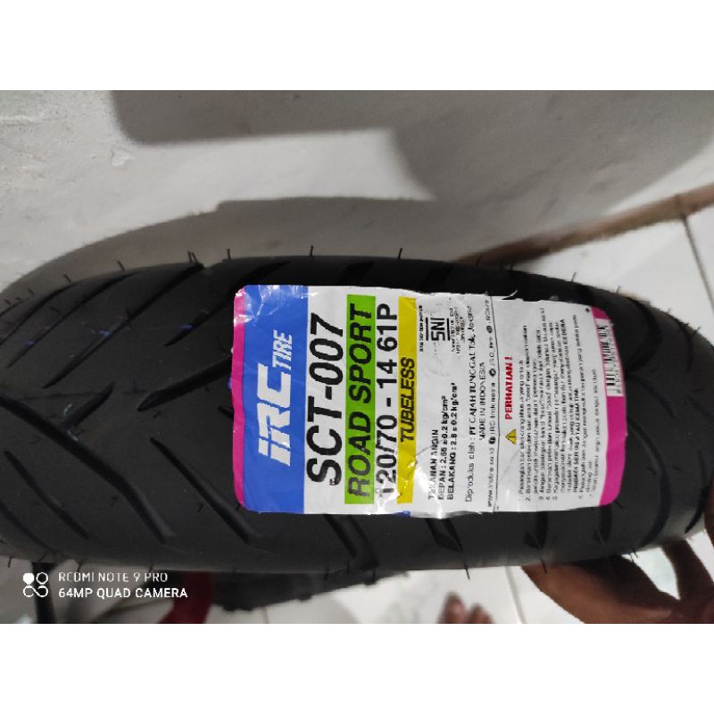 BAN LUAR BAN IRC ROAD SPORT BAN BELAKANG PCX 150 2018 ORIGINAL UKURAN 120/70-14