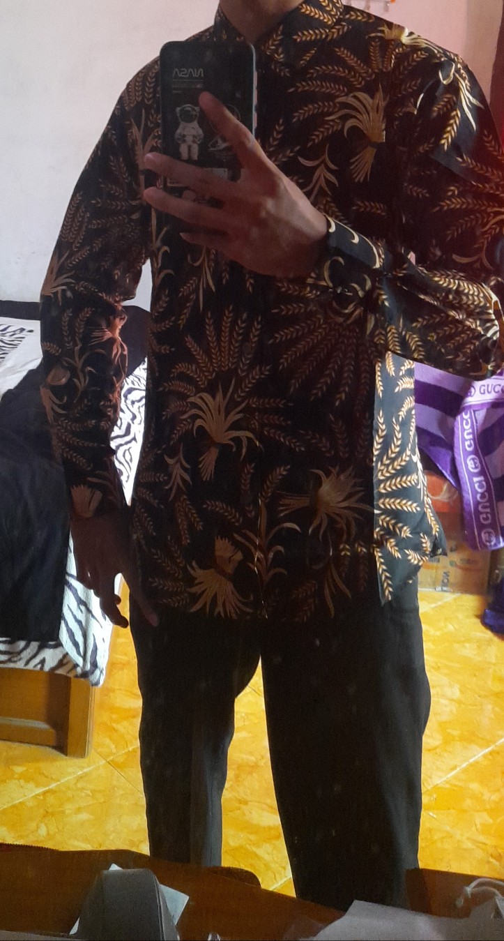 Odza Baju Atasan Kemeja Batik Pria Modern Slim Fit Solo Lengan Panjang Didikia
