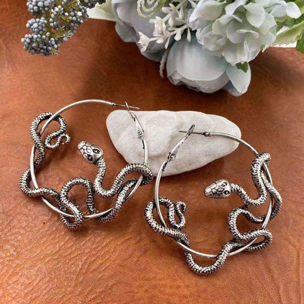 R-flower Menjuntai Hoop Earrings Hot Aksesoris Fashion Gothic Perhiasan Ular