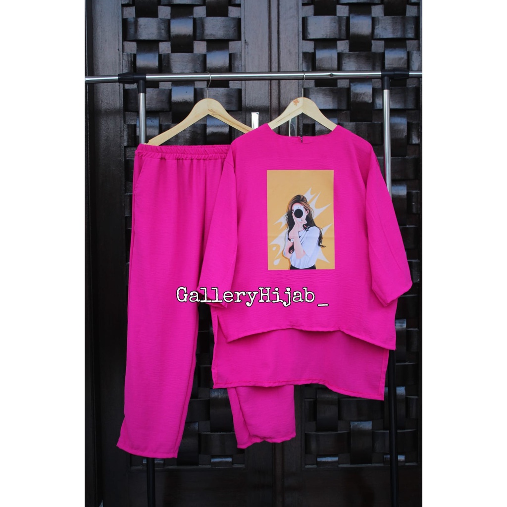 SETELAN WANITA CRINKLE //  POTRAIT SABLON // OVERSIZE VIRAL