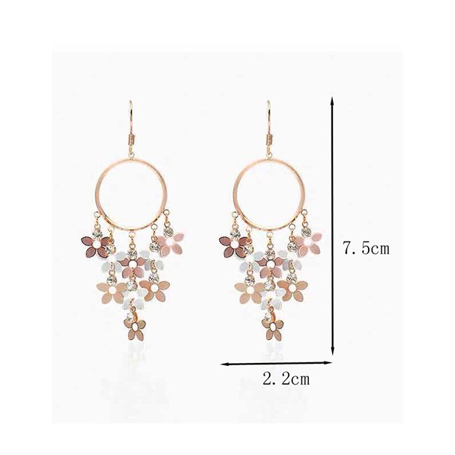 LRC Anting Gantung Fashion Gold Flower Earrings A58680