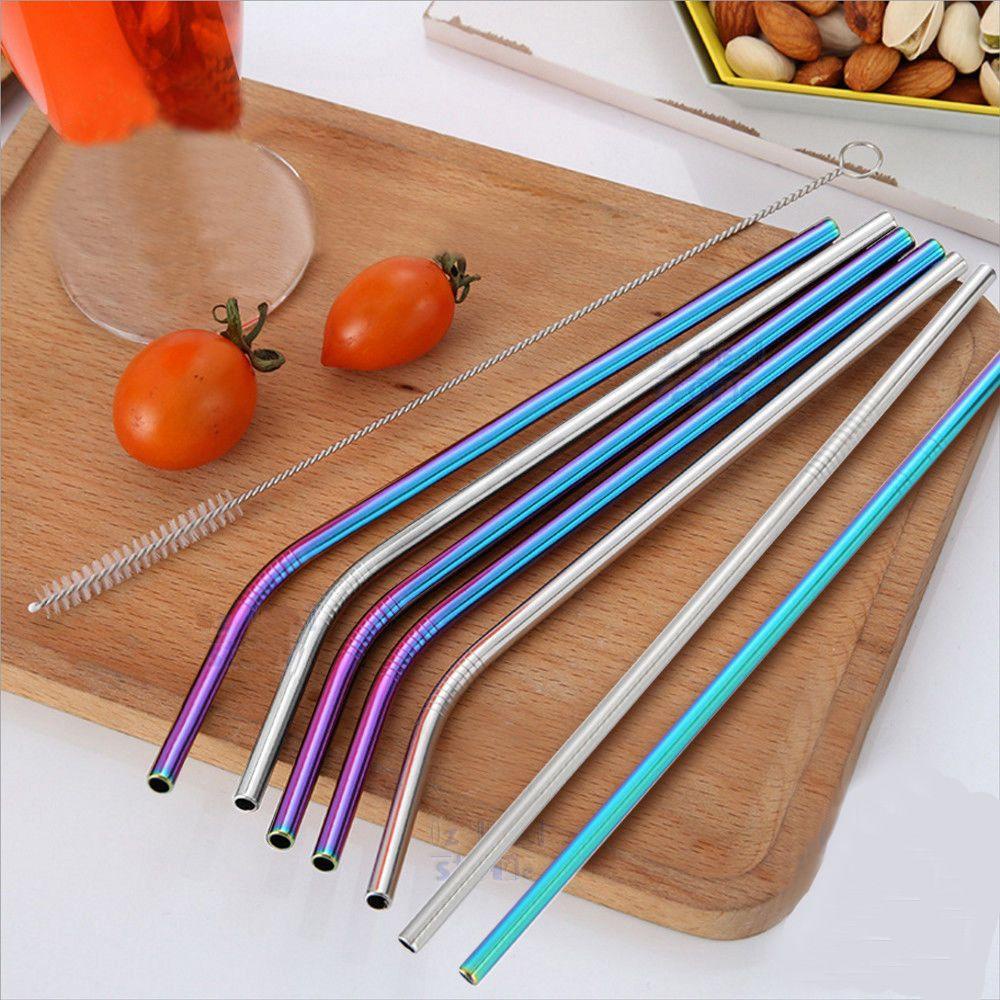 Top Drinking Straw Metal Bar Bisa Dicuci Lurus Bengkok