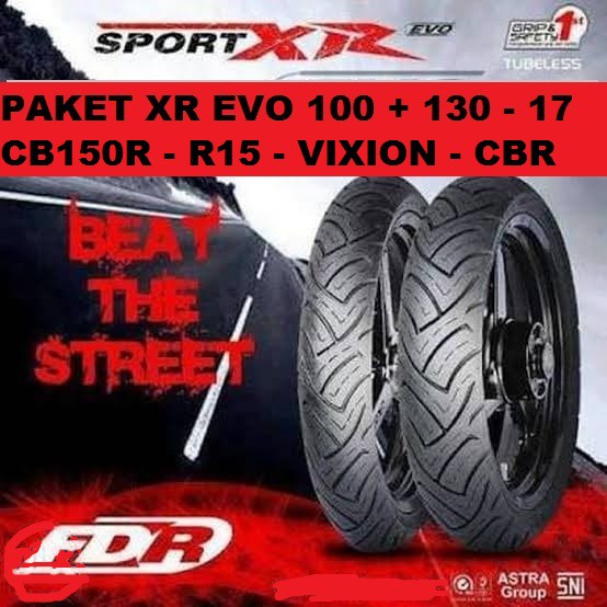 Paket FDR Sport XR 100 80 & 130 70 ring 17 ban motor CBR CB150R GSX R15 Vixion NVA NVL CB 150R