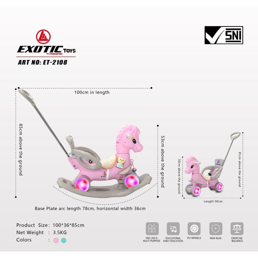 Exotic ET 2108/2110 Ride On Mode  3 in 1 Mainan Kuda Kudaan Anak