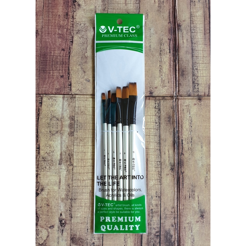 Set 6in1 Kuas Lukis - Brush Series V-Tec A0017H-6A - Kuas Lukis 1 Set isi 6 Ukuran