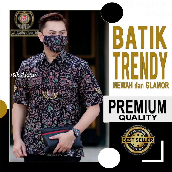 Kemeja Baju Batik Pria Lengan Pendek Kombinasi Terbaru Terlaris Terbaik Kantor Formal Resmi Cowok Fu