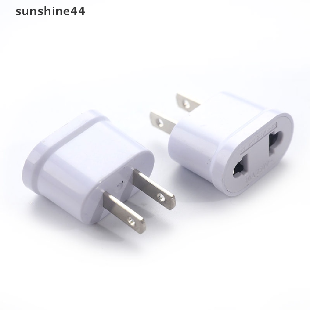 Sunshine Adapter Konverter Plug US Ke EU Bentuk Bulat &amp; Flat Dual Fungsi