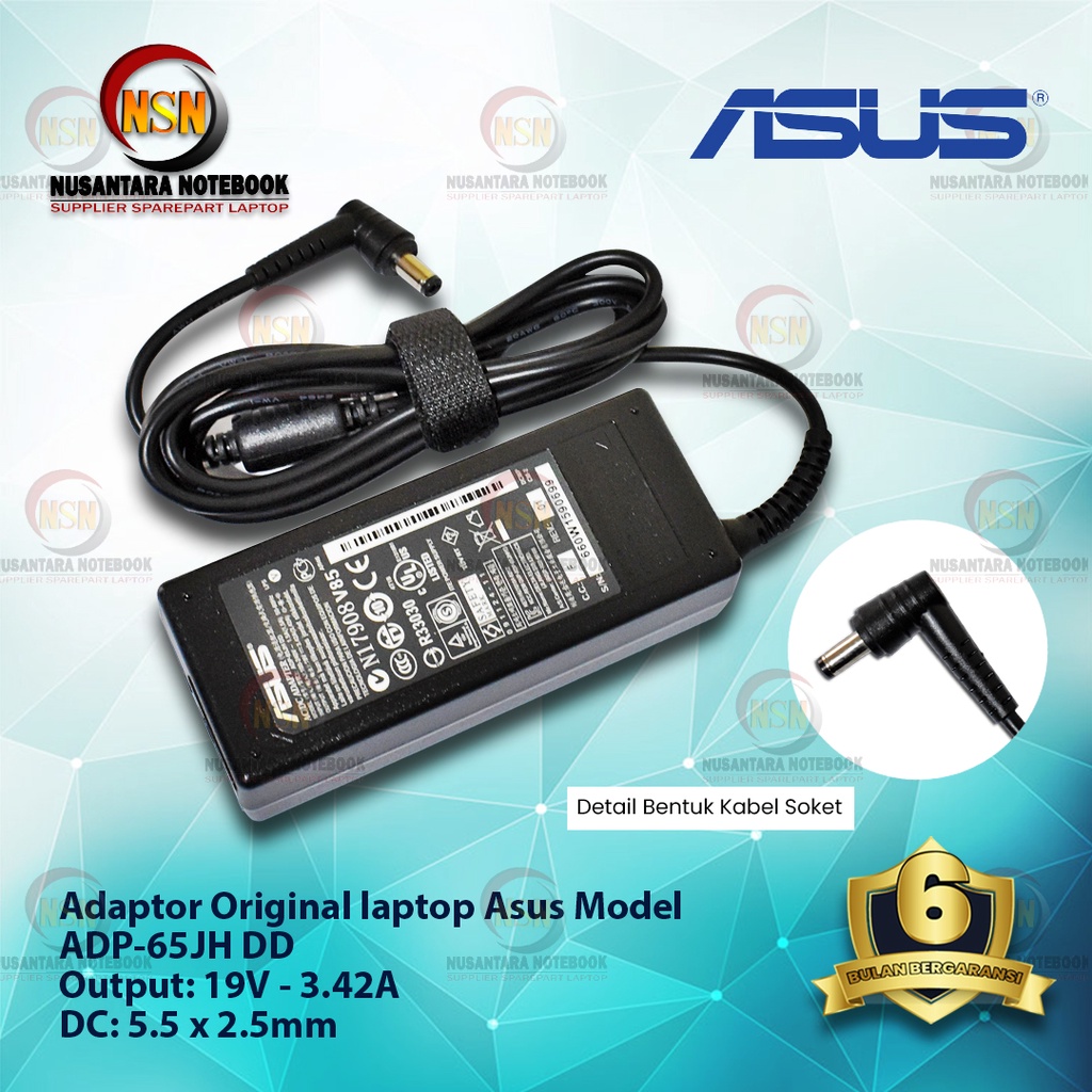 Adaptor Charger Asus ADP-65JH DB Original 19V-3.42A 65Watt DC 5.5X2.5 ( with LED )