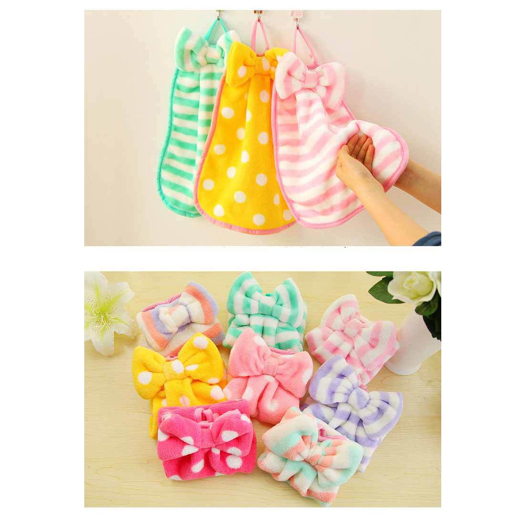 AGG-40 Lap Tangan Handuk Hand Towel Microfiber / Micropiber Wastafel Pita Dapur Polkadot