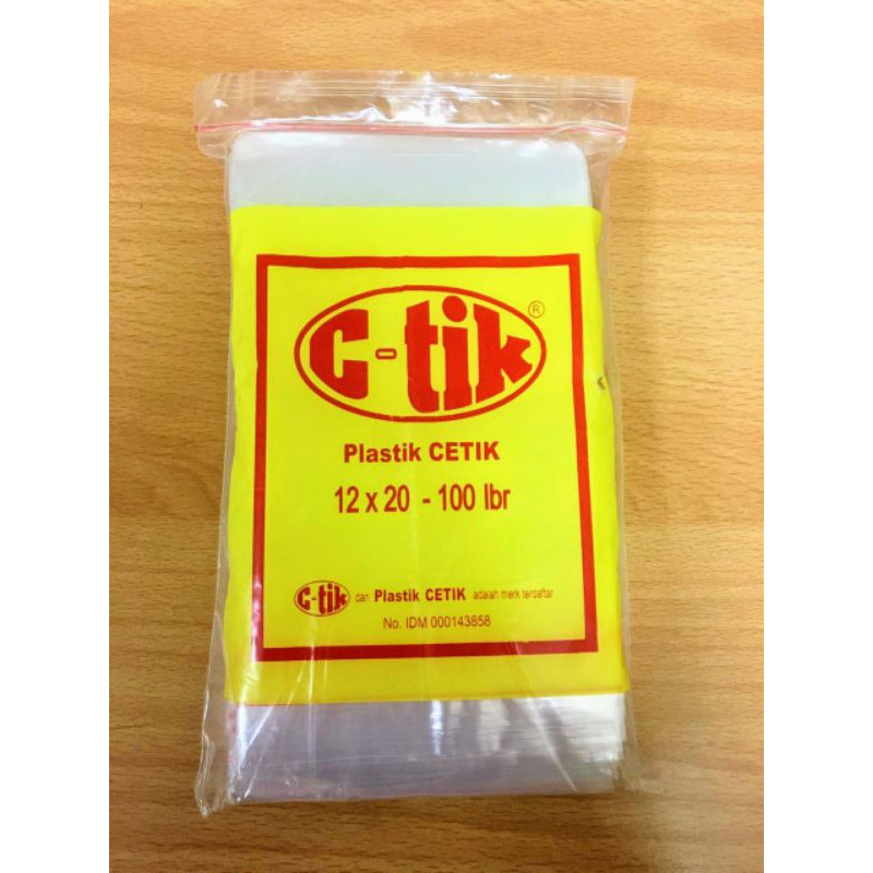 Kantong Plastik PE Klip 12x20 cm / Kantong ziplock 12 x 20 merek C-Tik harga distributor @100 pcs