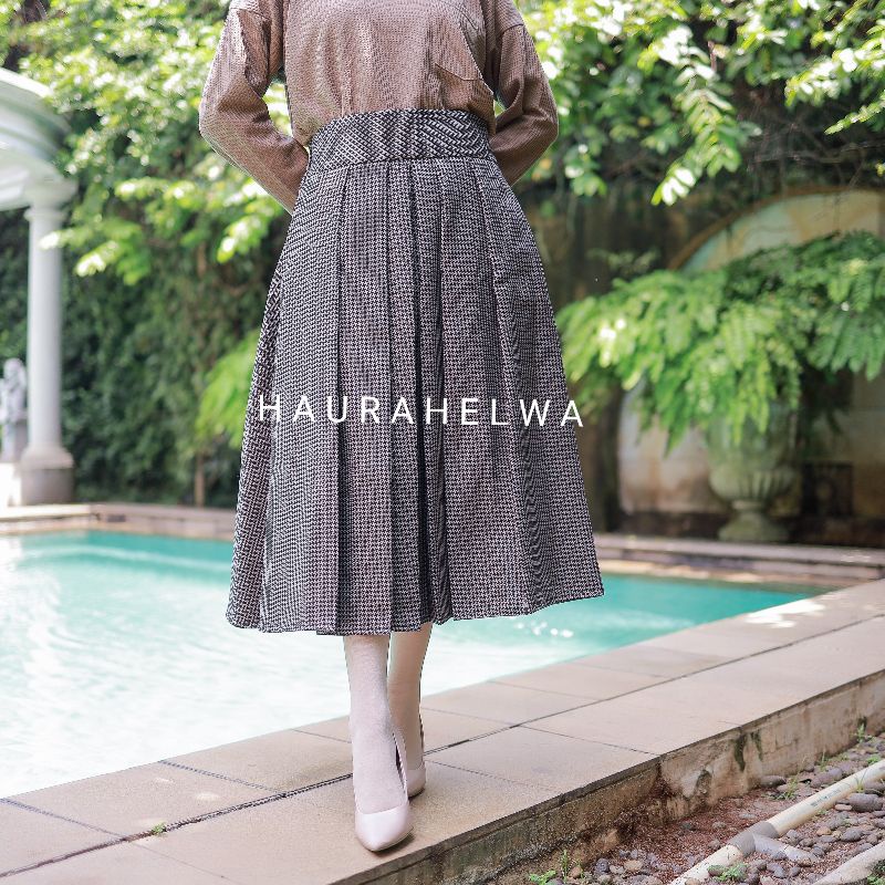 ROK MIDI 7/8 MOTIF HOUNDSTOOTH HAURAHELWA