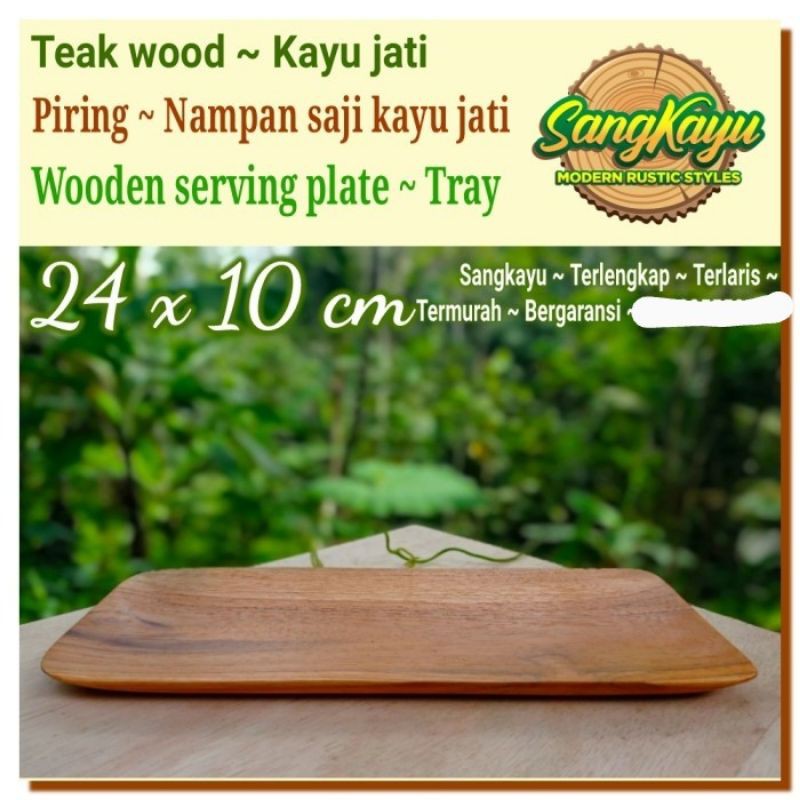 

Piring saji kayu jati tray 24x10cm piring kayu nampan Wooden plate