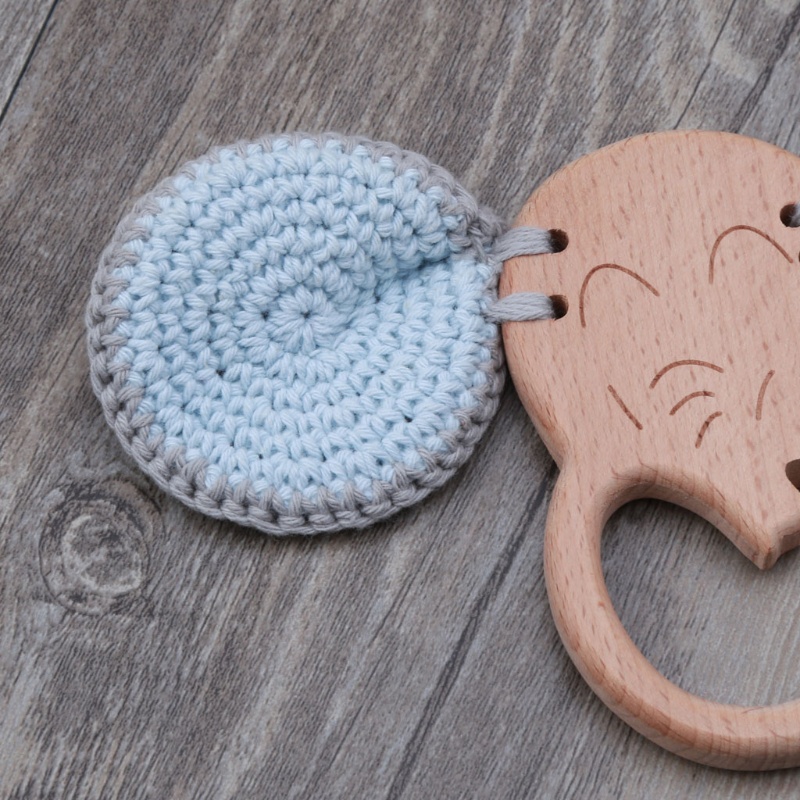 Mary 1PC Mainan Rattle Teether Bahan Kayu Beech BPA Free Untuk Bayi