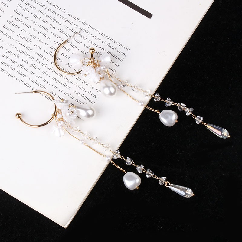 Anting Tusuk Silver 925 Wanita Desain Bunga Rumbai Bulat Besar Hias Mutiara Gaya Korea Simple