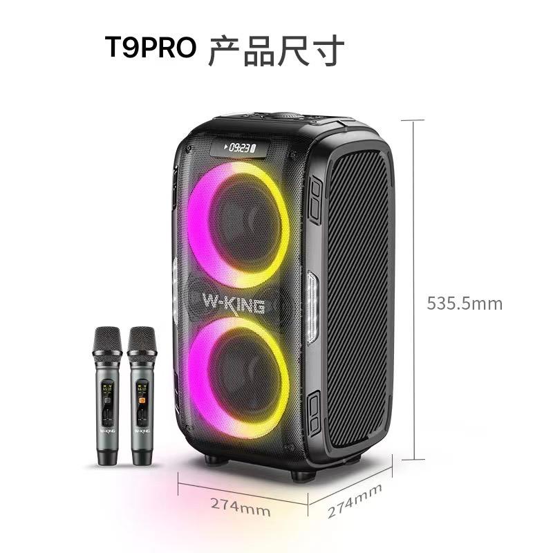 WKING T9 Pro + 2 Mic Speaker Karaoke Bluetooth Wireless Portable Party TWS W-King Super Bass