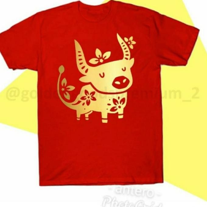 Promo Kaos Imlek 2021 -Baju Imlek Shio Kerbau Gold 2021 - Tshirt Imlek 2021