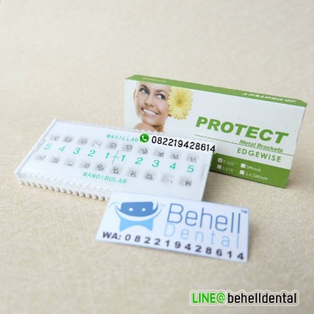 ORIGINAL BRACKET BEHEL METAL PROTECT MINI EDGEWISE WITH HOOK - Bracket Ortho Dental Protek Proteck Untuk Perbaikan / Perawata Gigi - Dental Braces Kawat Orthodontic - Behelldental