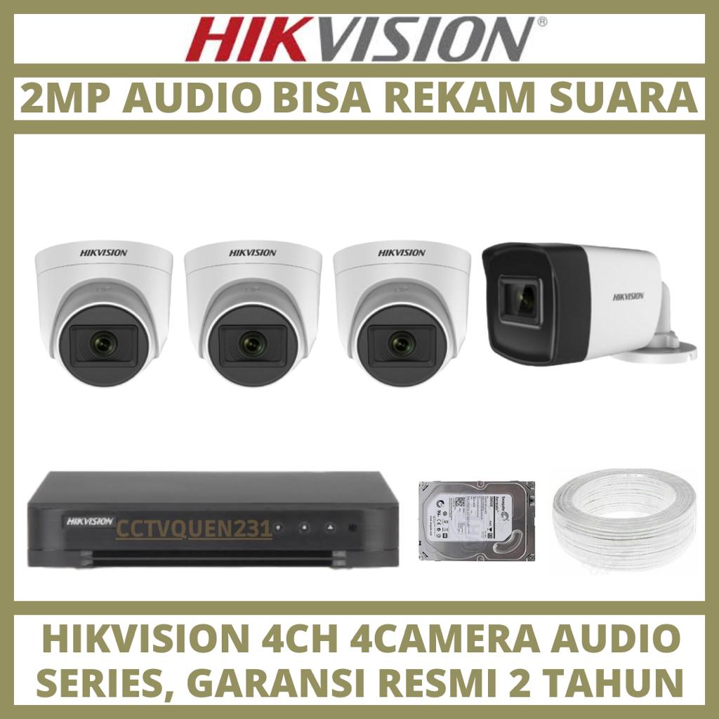 PAKET CCTV HIKVISION AUDIO SERIES 4 CHANNEL 4 KAMERA 2MP 1080P TURBO HDTVI CAMERA CCTV KOMPLIT