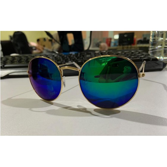 Kacamata Wanita Lensa Rangka Transparan Retro Vintage Metal Frame Eyeglasses-PELANGI BIRU