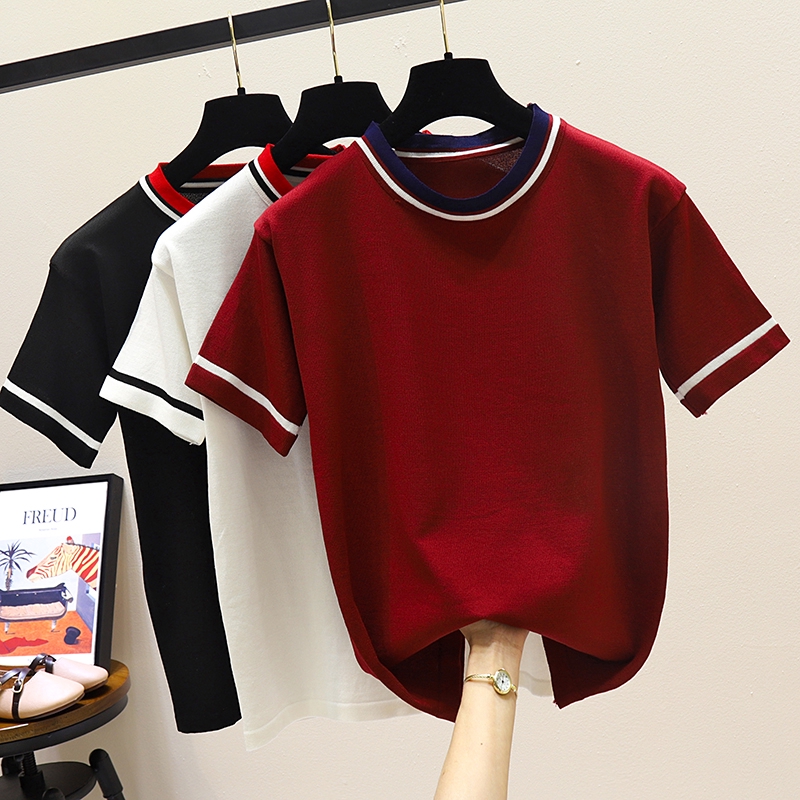 Kaos  T Shirt Model Longgar Lengan Pendek  Bahan Rajut  untuk 