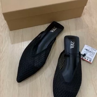 SEPATU SHOES  WANITA ZARA  ZS142 FLAT MESH MULES ORI 