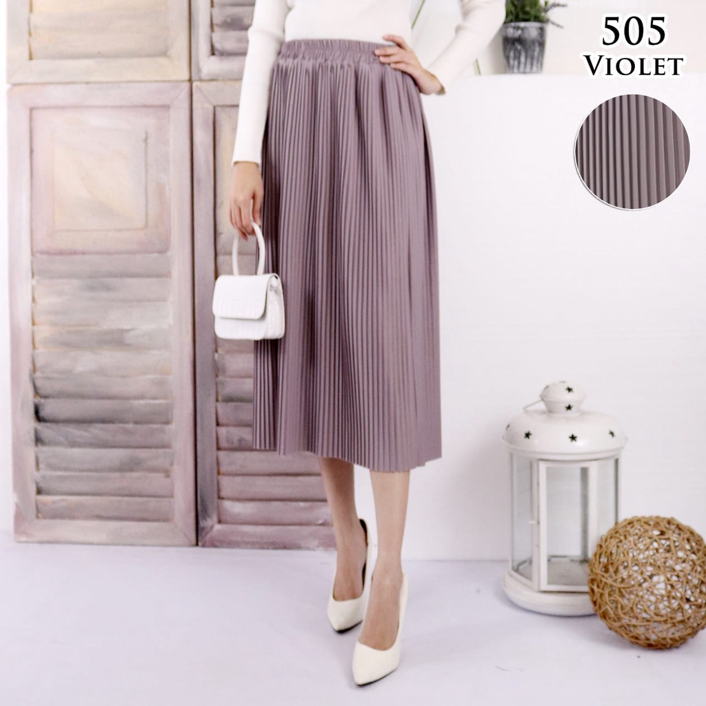 ROK PLISKET MURAH 505  LUVALINE ROK PLISKET 7/8 PLEATED SKIRT FLARE SKIRT MAYUNG FLOWY REMPEL