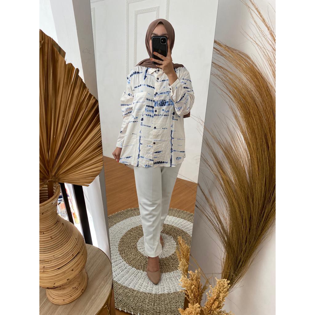 NAIRI OVERSIZE BLOUSE - RAYON VISCOSE - KEMEJA WANITA-NAIRI WHITE