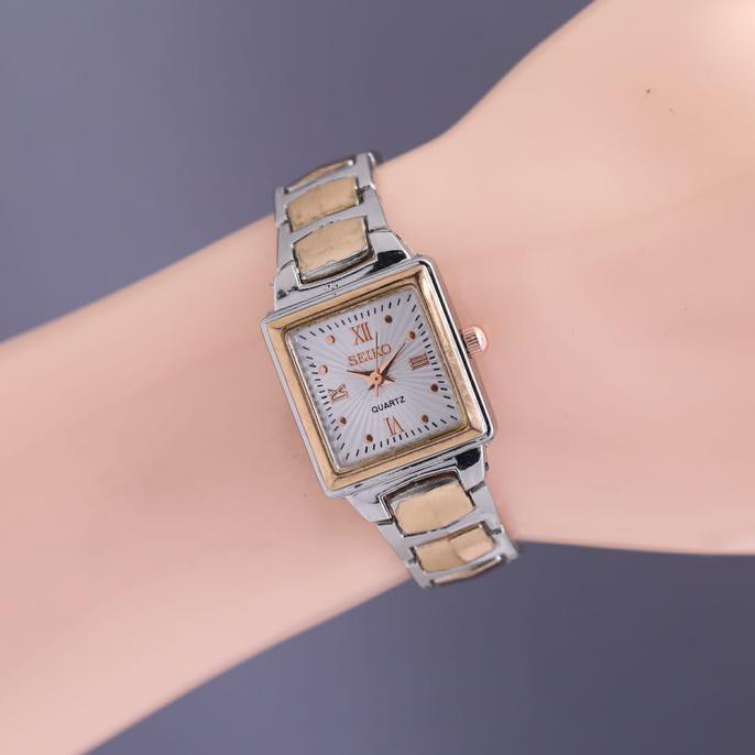 TERBARU Jam Tangan Wanita / Cewek Seiko Segi Rantai Kombi Rose 