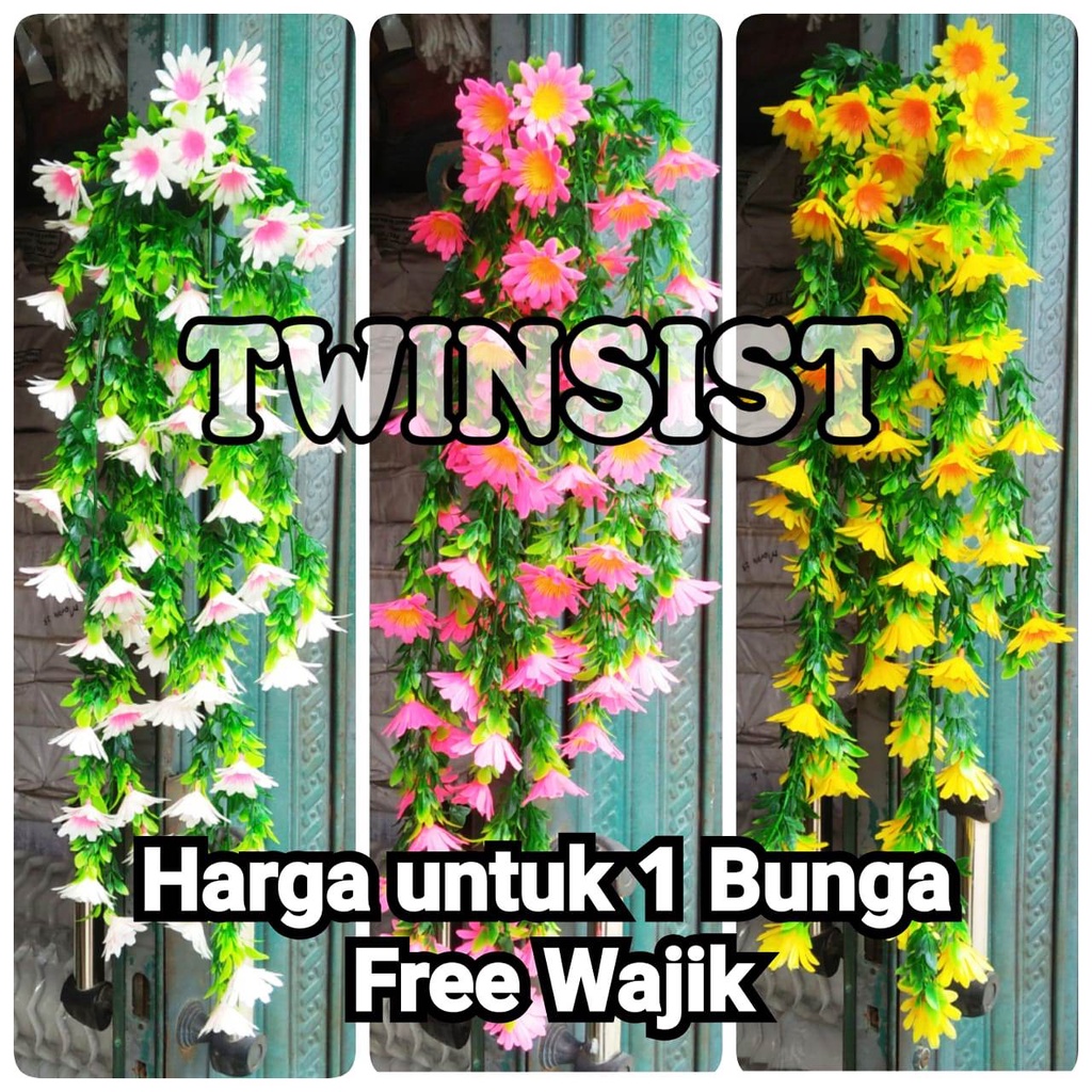 Bunga Rambat Seruni Panjang Gantung Juntai Plastik Artificial Palsu/Bunga Rambat Tempel Hiasan Dindi