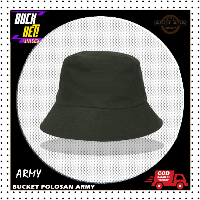 Topi Bucket Army Polos Dewasa / Bucket Hat Unisex / Aksesoris Pria Wanita Outdor / Fashion Cowok Cew