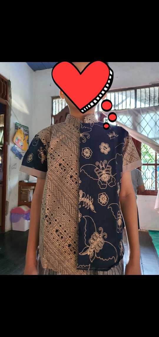 Kemeja Koko Batik Anak Lawasan Lengan Pendek Kombinasi Motif By Nattaline